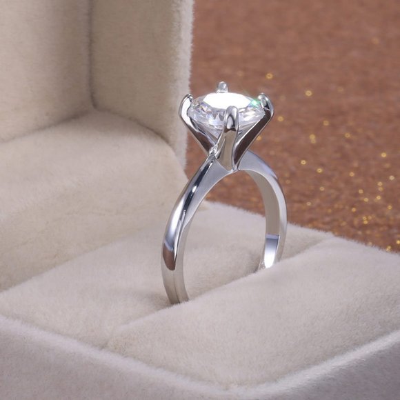 NEW 2PC/Set Round Diamond 925 Silver Ring 4 - Picture 4 of 8